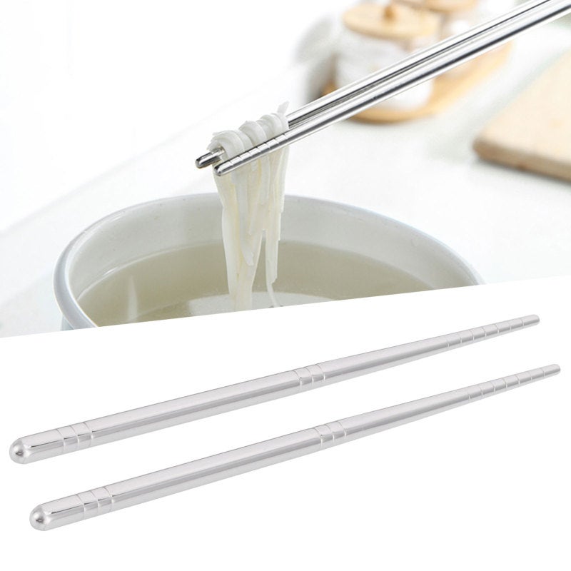 Stainless Steel Chopsticks: Food Grade 304, Dishwasher Safe, Non Slip Reusable Tableware for Home, Restaurants, Parties & Korean Barbecue, Noodles, Sushi - Image 3