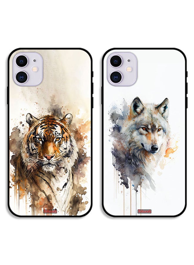 Tolwak Two Cases For Apple iPhone 12 mini Protective Covers Tiger Wolf - Image 1