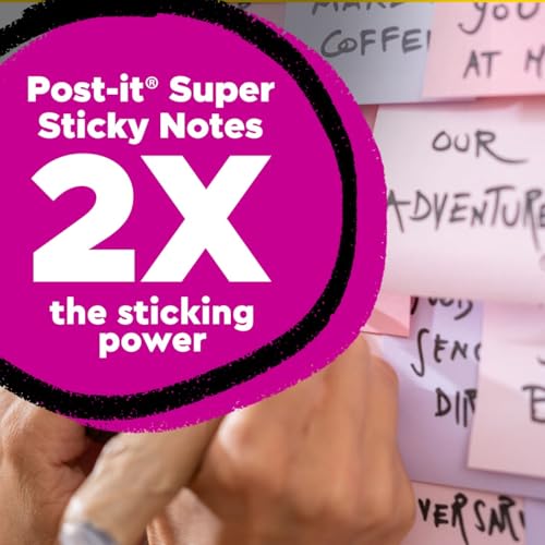 Post It Post-it 100% Recycled Paper Super Sticky Notes, Lined, 4 in. x 4 in., 6 Pads, 70 Sheets per Pad, Wanderlust Pastels, School Supplies and Office Products - Image 3
