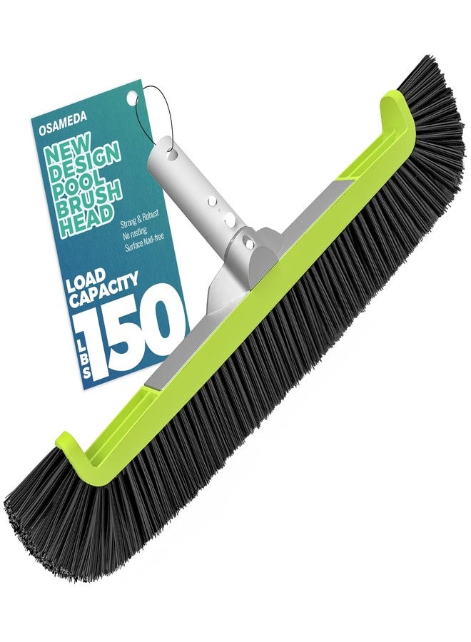 OSAMEDA 18" Pool Brush Head for Cleaning Swimming Pool Walls, Curved Ends High-Efficiency Scrub Brush for Tile, Fiberglass, Flooring and Vinyl Pools, Fits Φ1.25” Poles (Green & Black) - Image 1