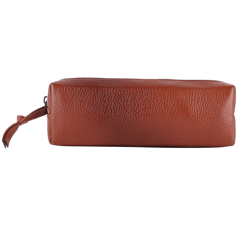 HAMMONDS FLYCATCHER Leather Utility Pouch-Multi-Use Genuine Leather Pencil Case, Cosmetic Pouch, Stationery Pouch, Coin Pouch, Makeup Brush Pouch For Women & Men-School & Office Organizer-Tan - 5 Cm - Image 3