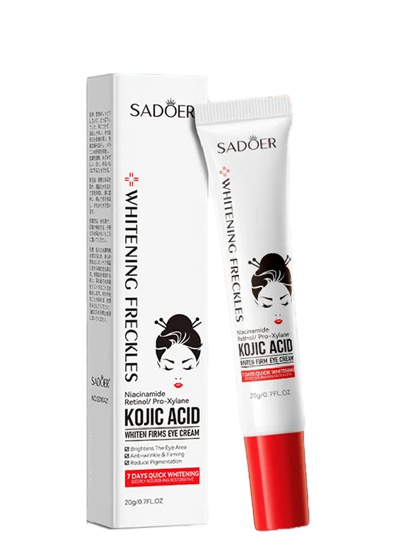SADOER Kojic Acid Whiten Firm Eye Cream Anti Dark Circles Remove Eye Bags Moisturizing Firming Beauty Eyes Skin Care Retinol Eye Cream Remove Eye Bags Moisturize and Care for Eye Skin Whitening Freckles Eye Cream 20g - Image 1