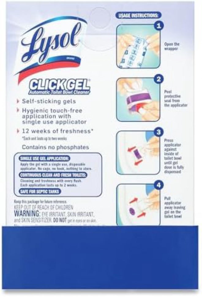 Lysol Click Gel Automatic Toilet Bowl Cleaner, For Cleaning and Refreshing, Lavender Fields, 6 Applicators - Image 2