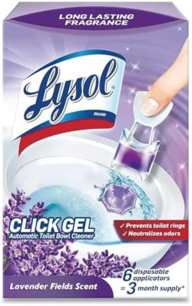 Lysol Click Gel Automatic Toilet Bowl Cleaner, For Cleaning and Refreshing, Lavender Fields, 6 Applicators - Image 1