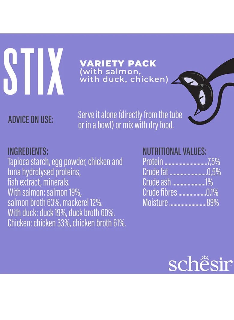 شيسر مجموعة متنوعة من قطع حلوى ستيكس - نكهات مختلطة والدجاج والبط والسلمون 6 × 15 جم - Image 4