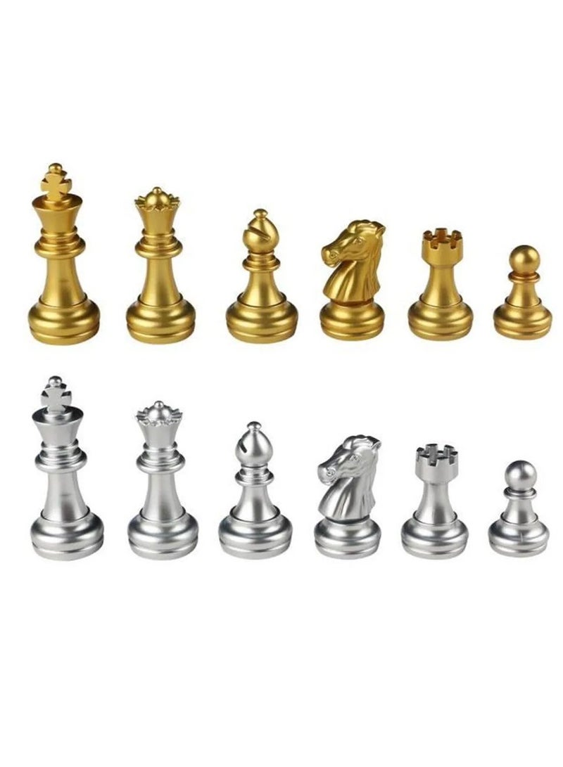UB Magnetic Plastic Travel Chess Set Folding Chess Board Educational Toys for Kids and Adults Navy Blue Board Silver Gold Chessmen - Image 5
