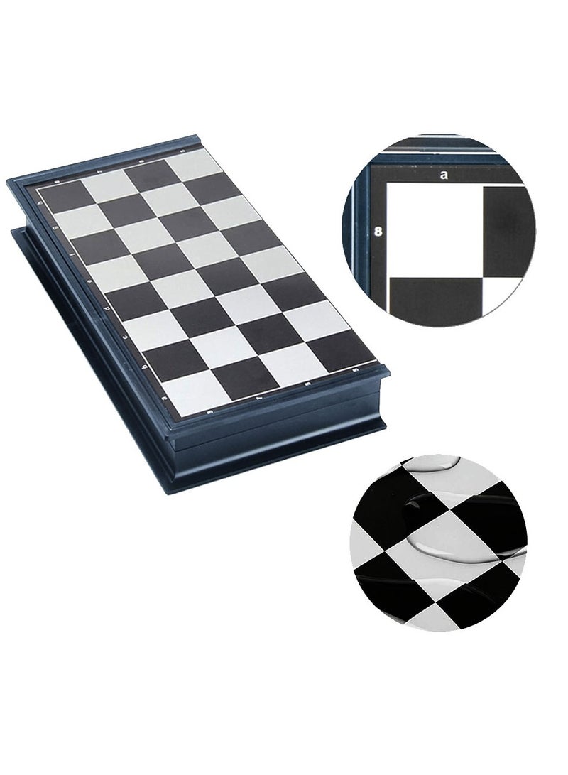 UB Magnetic Plastic Travel Chess Set Folding Chess Board Educational Toys for Kids and Adults Navy Blue Board Silver Gold Chessmen - Image 4