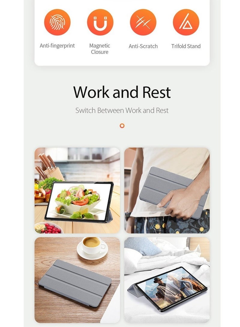 Techie غطاء خلفي ذكي قابل للطي مع وظيفة الاستيقاظ/النوم التلقائية لجهاز سامسونج جالكسي تاب A9 8.7 إنش 2023 - رمادي - Image 5
