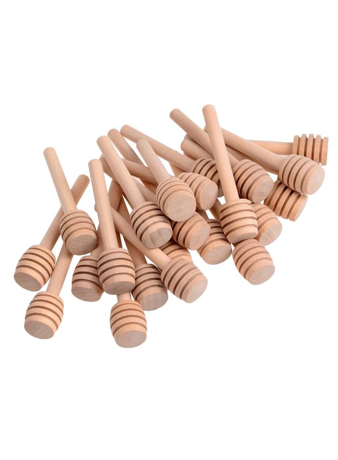 24-Piece Mini Wood Honey Dipper Beige - Image 2