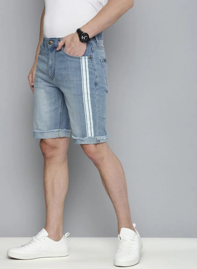 شركة المرآب الهندية شورت دنيم رجالي مخطط أزرق