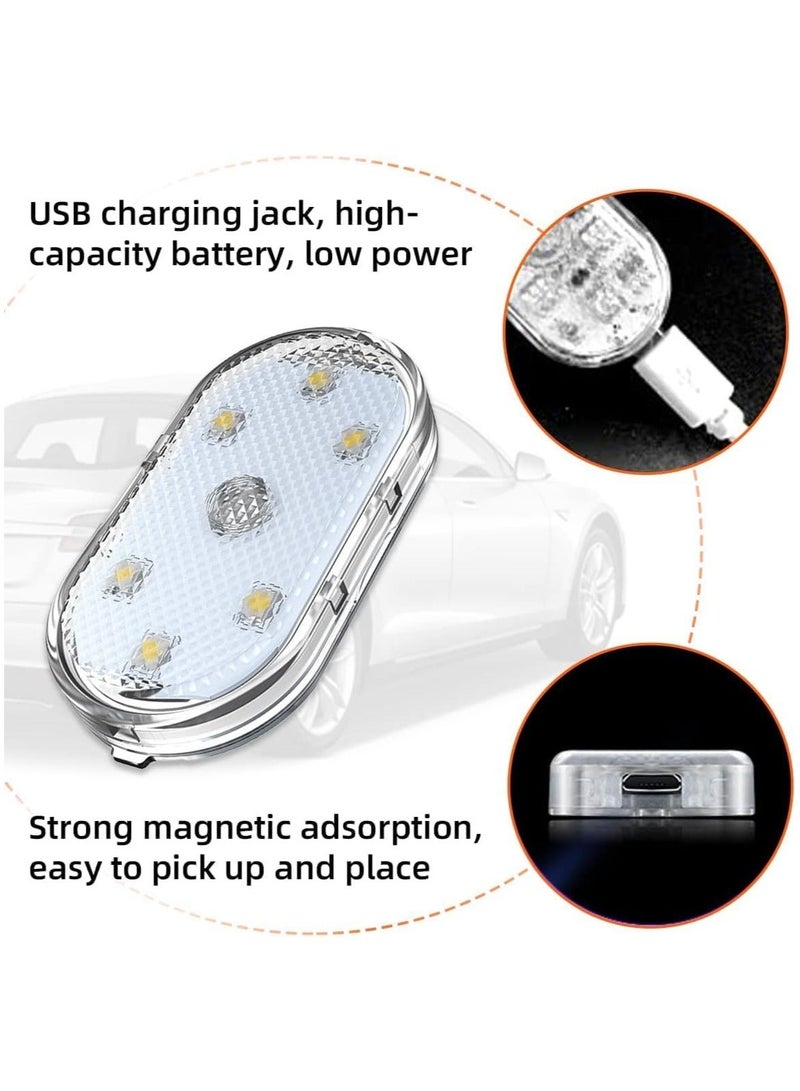 4 قطع من مصابيح السيارات LED، مصابيح داخلية محمولة صغيرة بLED لمس مع 6 حبات مصباح LED ساطعة، مصباح إضاءة قابل للشحن عبر USB، مصباح طوارئ سيارة (7 ألوان) - Image 5