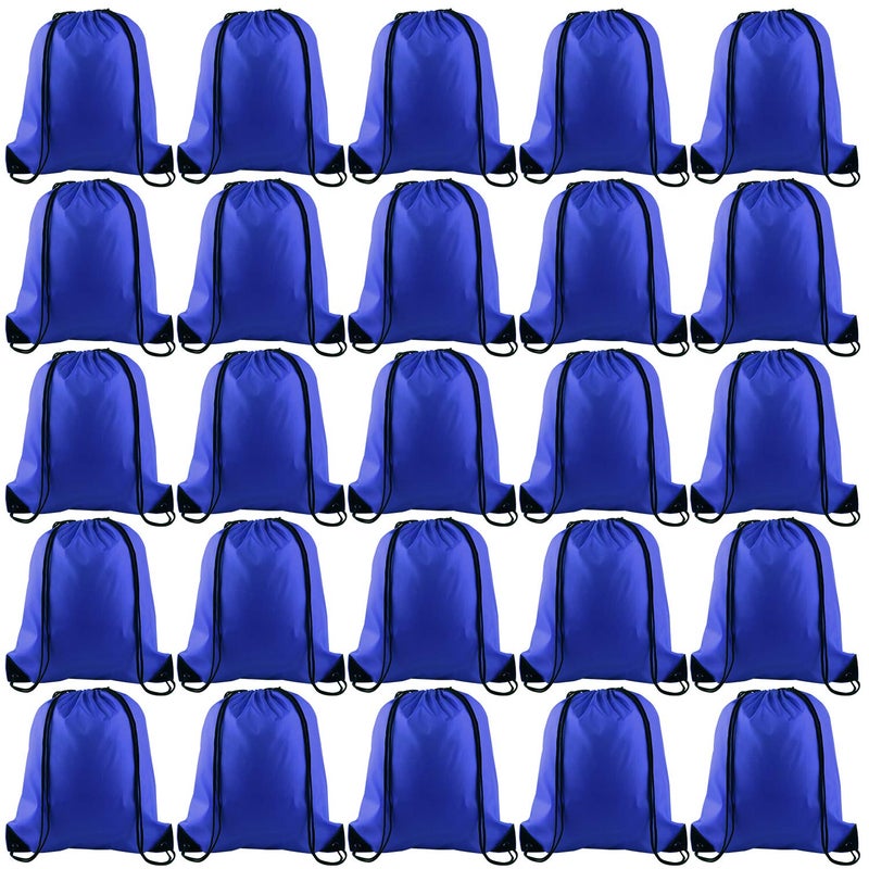 FEPITO 22 Pack Drawstring Bags String Backpack Bulk Sack Cinch Bag Sport Bags for School Gym Traveling Blue - Image 2