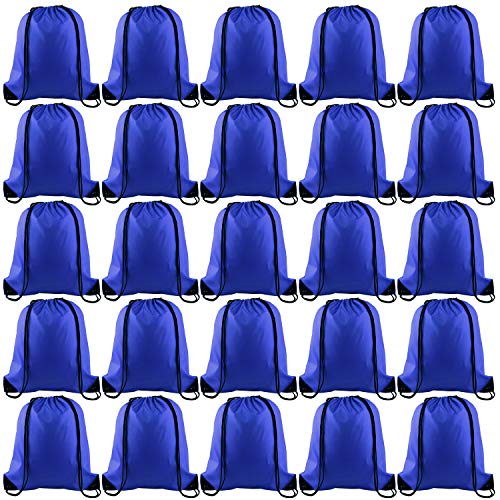 FEPITO 22 Pack Drawstring Bags String Backpack Bulk Sack Cinch Bag Sport Bags for School Gym Traveling Blue - Image 1