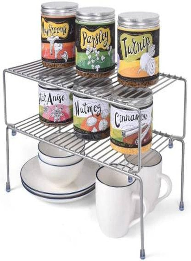 KEEPWELL 2 Shelves Stainless Steel Cabinet Shelf Organizer, Expandable & Stackable Counter Spice Racks, Multifunctional Storage Racks for Kitchen, Bathroom, Cupboard & Pantry (Double) - Image 2