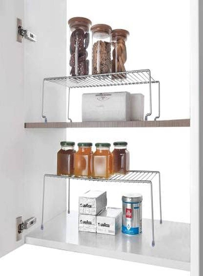 KEEPWELL 2 Shelves Stainless Steel Cabinet Shelf Organizer, Expandable & Stackable Counter Spice Racks, Multifunctional Storage Racks for Kitchen, Bathroom, Cupboard & Pantry (Double) - Image 4