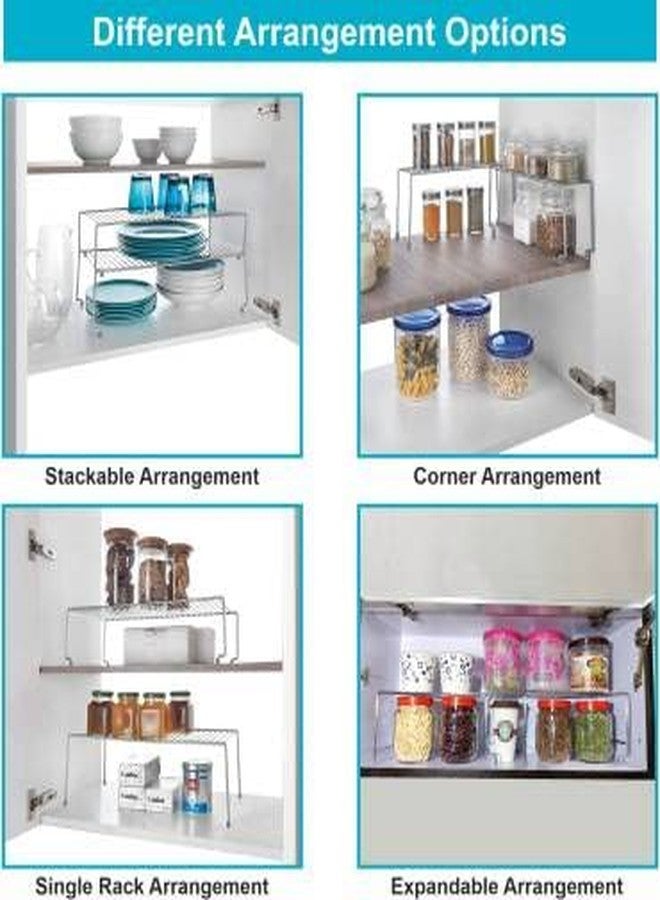 KEEPWELL 2 Shelves Stainless Steel Cabinet Shelf Organizer, Expandable & Stackable Counter Spice Racks, Multifunctional Storage Racks for Kitchen, Bathroom, Cupboard & Pantry (Double) - Image 5