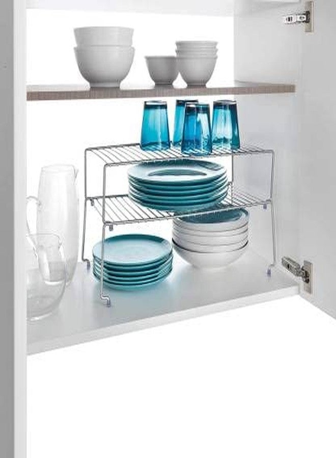 KEEPWELL 2 Shelves Stainless Steel Cabinet Shelf Organizer, Expandable & Stackable Counter Spice Racks, Multifunctional Storage Racks for Kitchen, Bathroom, Cupboard & Pantry (Double) - Image 1