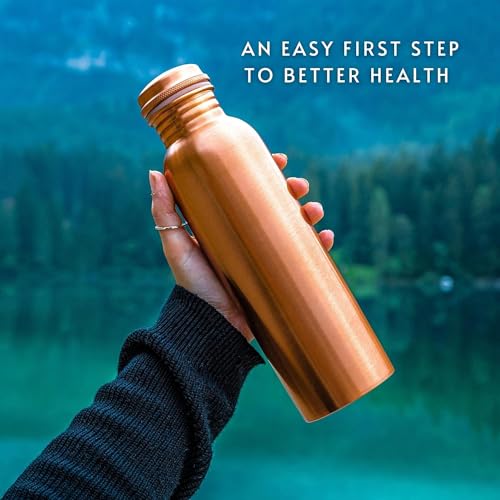 Style Homez Pure Handmade Copper Bottle, 1000 ML MATTE Finish Lacquer Coated Joint Free & Leak Proof with Ayurvedic Health Benefits (1 Litre) - Image 5
