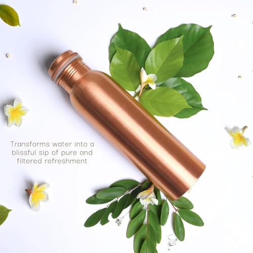 Style Homez Pure Handmade Copper Bottle, 1000 ML MATTE Finish Lacquer Coated Joint Free & Leak Proof with Ayurvedic Health Benefits (1 Litre) - Image 4