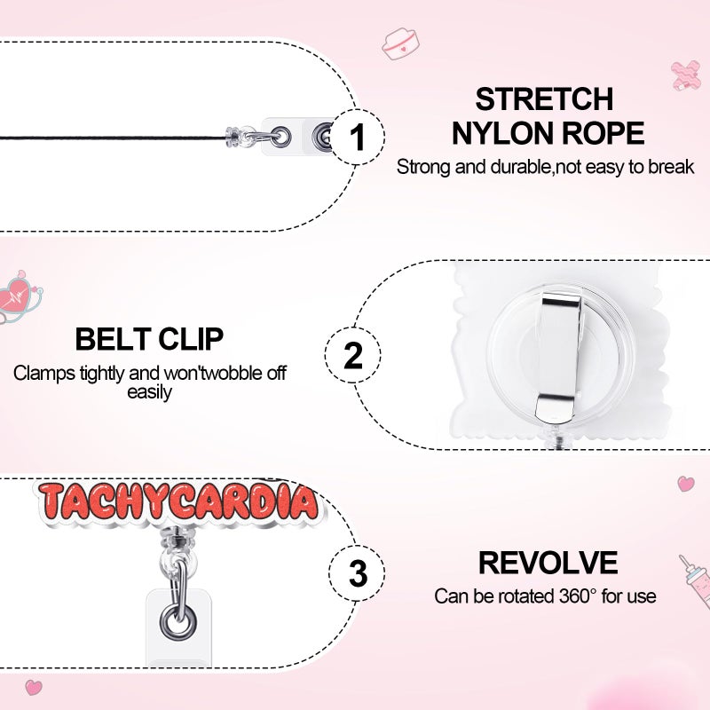 Kigeli 12 Pcs Valentine's Day Nurse Badge Reel Retractable Nursing Badge Reel with Alligator Clip Acrylic Cute Name ID Holder for Valentine's Day Doctors Wife Husband Student Worker - Image 3