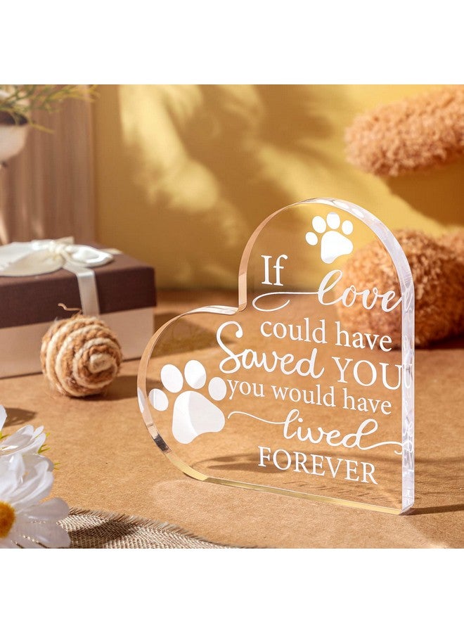 Chunful Chunful Pet Memorial Gift Pet Keepsake Sympathy for Loss Remembrance Cat Memorial Bereavement Crystal Acrylic Heart Decor Crystal Acrylic Heart Condolence Gifts for Loss of Loved One(If Love Could)  - Image 3