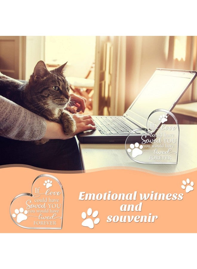 Chunful Chunful Pet Memorial Gift Pet Keepsake Sympathy for Loss Remembrance Cat Memorial Bereavement Crystal Acrylic Heart Decor Crystal Acrylic Heart Condolence Gifts for Loss of Loved One(If Love Could)  - Image 5