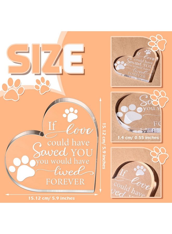 Chunful Chunful Pet Memorial Gift Pet Keepsake Sympathy for Loss Remembrance Cat Memorial Bereavement Crystal Acrylic Heart Decor Crystal Acrylic Heart Condolence Gifts for Loss of Loved One(If Love Could)  - Image 2