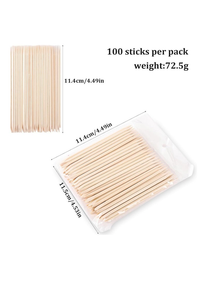 Generic 100 PCS Orange Wooden Sticks, Double-End Wood Cuticle Pusher Nail Art Manicure Pedicure Tools (100pcs)  - Image 3