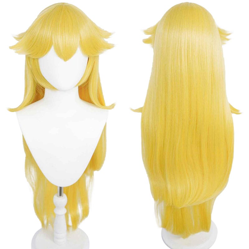 ANOGOL Hair CapPrincess Wig Long Wavy Halloween Cosplay Wig Yellow Costume Party Wigs Anime Wigs Yellow Princess Wig Peach Wig Women