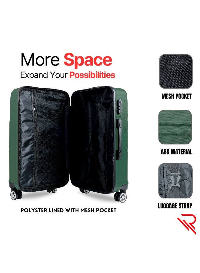 Reflection ABS Carry On Suitcase Airline Approved, Lightweight 24 Inch  Luggage- 360° Silent Wheels, ABS Hard Luggage Trolley, Spinner Wheels, Travel Luggage  (24-Inch , D.Green) - Image 3