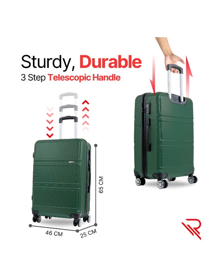 Reflection ABS Carry On Suitcase Airline Approved, Lightweight 24 Inch  Luggage- 360° Silent Wheels, ABS Hard Luggage Trolley, Spinner Wheels, Travel Luggage  (24-Inch , D.Green) - Image 5