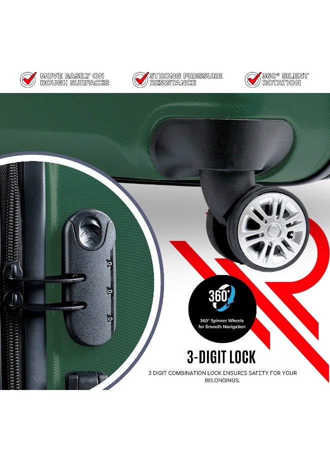 Reflection ABS Carry On Suitcase Airline Approved, Lightweight 24 Inch  Luggage- 360° Silent Wheels, ABS Hard Luggage Trolley, Spinner Wheels, Travel Luggage  (24-Inch , D.Green) - Image 2