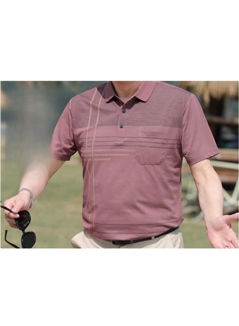 【 Mulberry Silk 5A Antibacterial 】 Men's Short Sleeved T-Shirt Business Polo Shirt  - Image 1