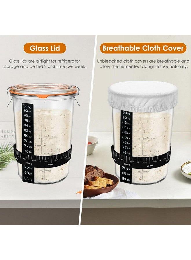 TOKPELA Sourdough Starter Jar Glass, Wide Mouth Sourdough Starter Jars, Sourdough Starter Kit with Wooden Spoon, Cloth Cover, Glass Lids, Sourdough Starter Jar 27oz for Sourdough Bread Baking Supplies - Image 4