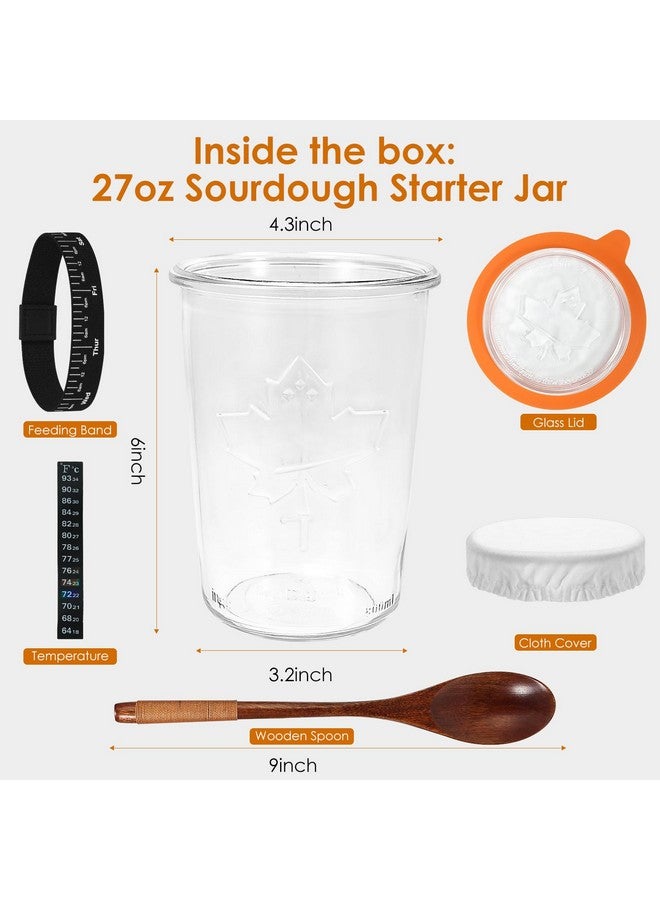 TOKPELA Sourdough Starter Jar Glass, Wide Mouth Sourdough Starter Jars, Sourdough Starter Kit with Wooden Spoon, Cloth Cover, Glass Lids, Sourdough Starter Jar 27oz for Sourdough Bread Baking Supplies - Image 2