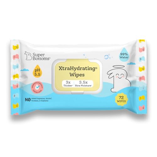 SuperBottoms 99% Pure Water Baby Wet Wipes - Skin-Friendly 5.5 pH Formula - Gentle & Biodegradable Wet Wipes for Baby - Dermatologically Tested - Thick & Durable (Pack of 1, 72 pcs) - Image 1
