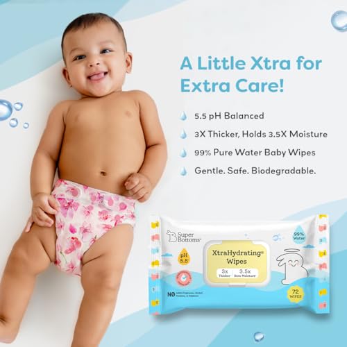SuperBottoms 99% Pure Water Baby Wet Wipes - Skin-Friendly 5.5 pH Formula - Gentle & Biodegradable Wet Wipes for Baby - Dermatologically Tested - Thick & Durable (Pack of 1, 72 pcs) - Image 2
