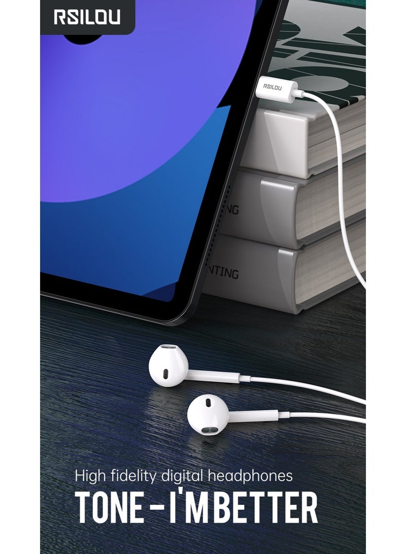 RSILOU-R3508 Wired Earphones with 14.2MM Oversized Driver – Type-C Connector, High-Quality Sound for Smartphones, iPads, MacBooks, and Tablets - Image 4