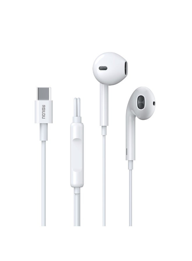 RSILOU-R3508 Wired Earphones with 14.2MM Oversized Driver – Type-C Connector, High-Quality Sound for Smartphones, iPads, MacBooks, and Tablets - Image 2