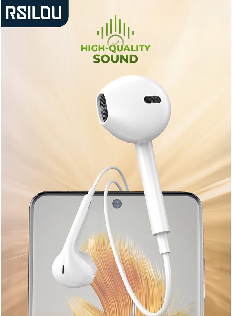 RSILOU-R3508 Wired Earphones with 14.2MM Oversized Driver – Type-C Connector, High-Quality Sound for Smartphones, iPads, MacBooks, and Tablets - Image 1