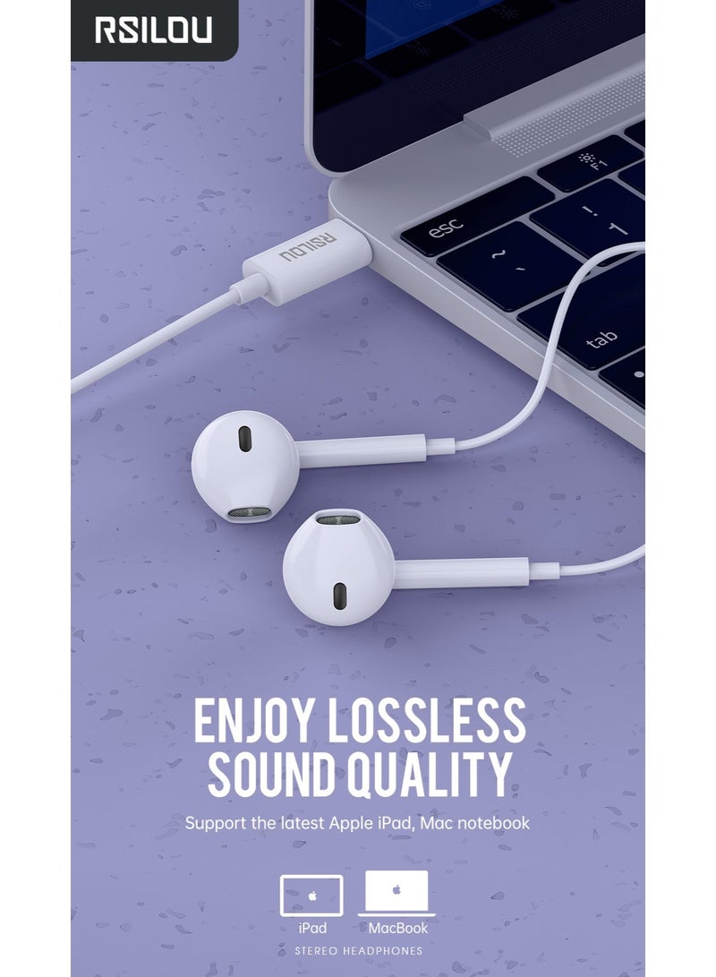 RSILOU-R3508 Wired Earphones with 14.2MM Oversized Driver – Type-C Connector, High-Quality Sound for Smartphones, iPads, MacBooks, and Tablets - Image 3