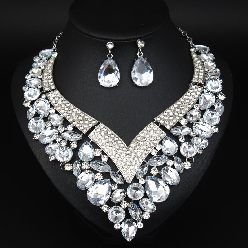 Women's Rhinestone Necklace and Earrings Set - Perfect Wedding Accessories for Bridesmaids, Elegant Crystal Ensemble for Special Occasions - Image 4