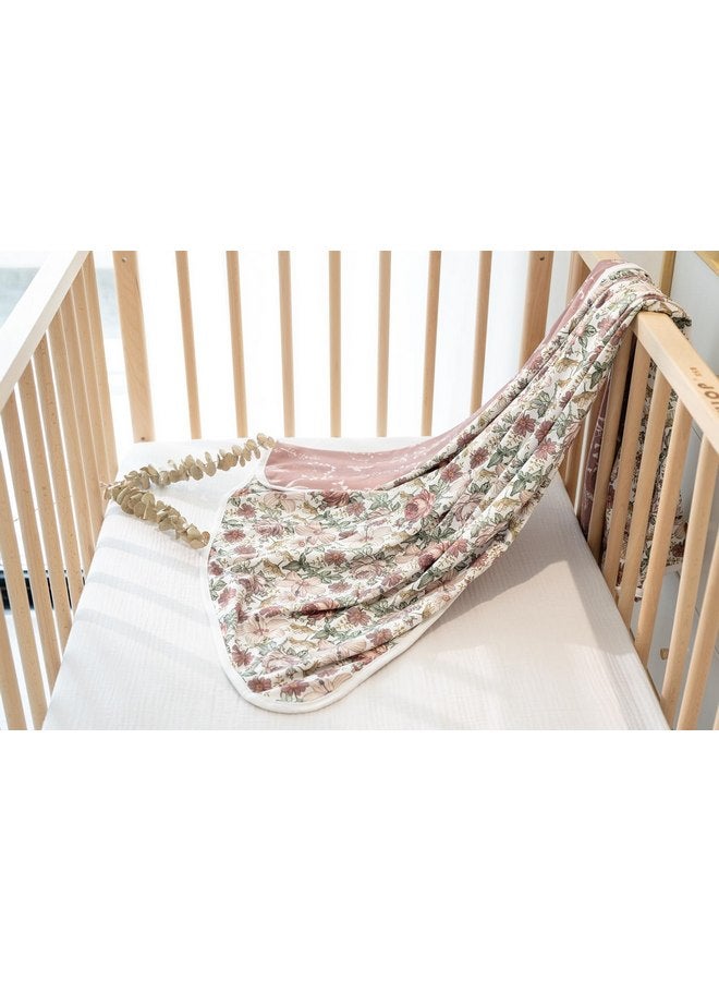 Little Jump Little Jump Stretchy Jersey Knit Swaddle Blankets, Premium Cotton Floral Baby Blanket,Soft Baby Quilt for Baby Girls and Toddlers(Vintage Floral)  - Image 4