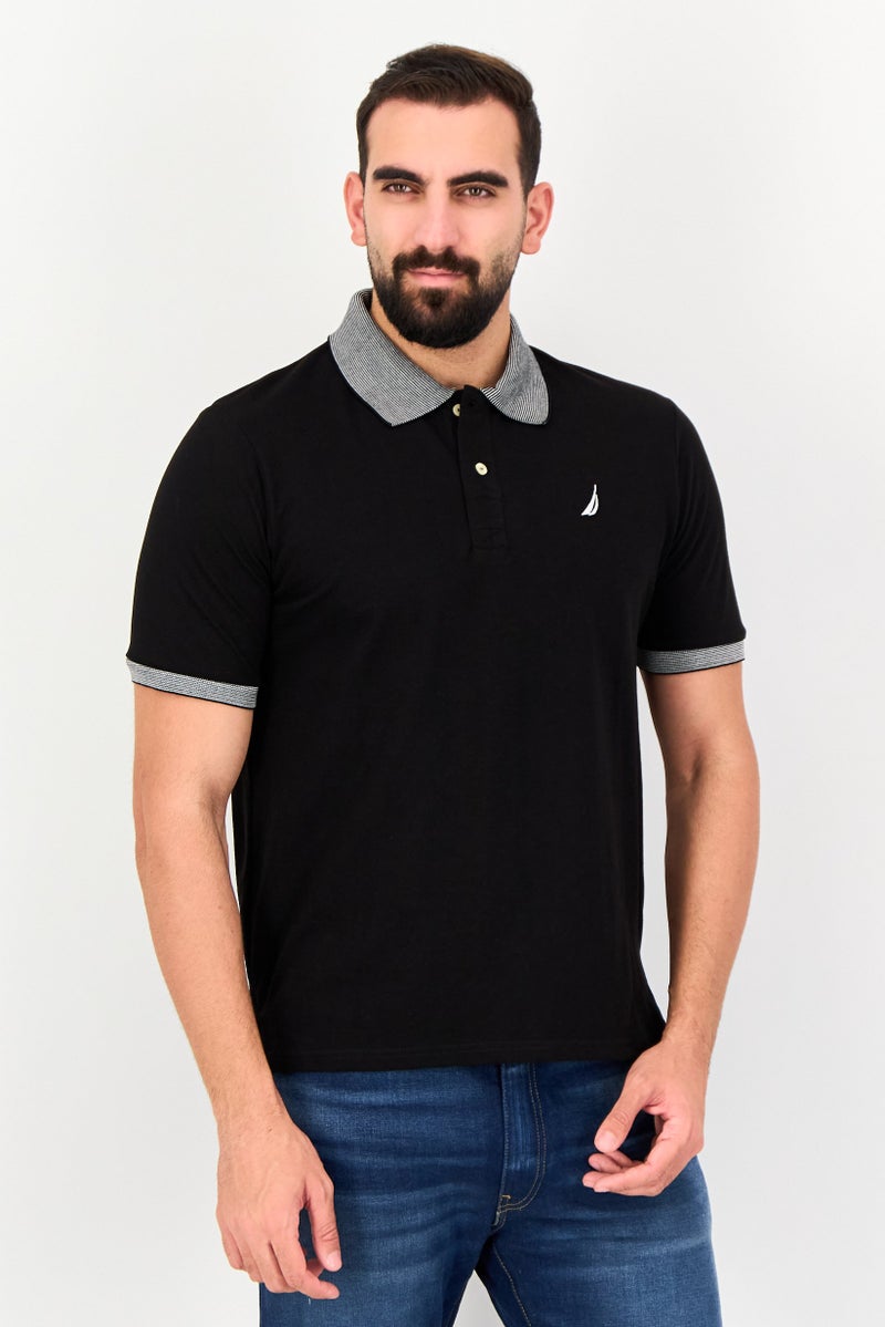 NAUTICA Men Regular Fit Embroidered Logo Short Sleeve Polo Shirt, Black - Image 1