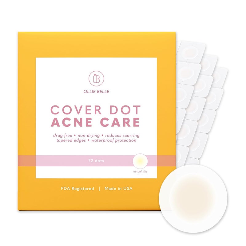 Cover Dot Acne Care (72 dots) Skin Blemish Treatment with Hydrocolloid | Clear, Waterproof Patch | Oil and Pimple Absorbing | Latex-Free