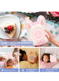 بيوينتي Cute Bunny Plush Alarm Clock with LED Night Light, Adjustable Brightness, Perfect Gift for Kids and Teens, Kawaii Birthday Present for Girls and Women  - Image 4