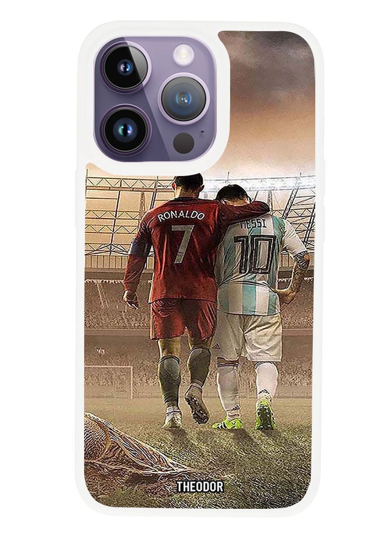 Theodor Protective Case Anti Scratch Shock Proof Cover For APPLE IPHONE 14 PRO MAX Ronaldo Messi (White Bumper) - Image 1
