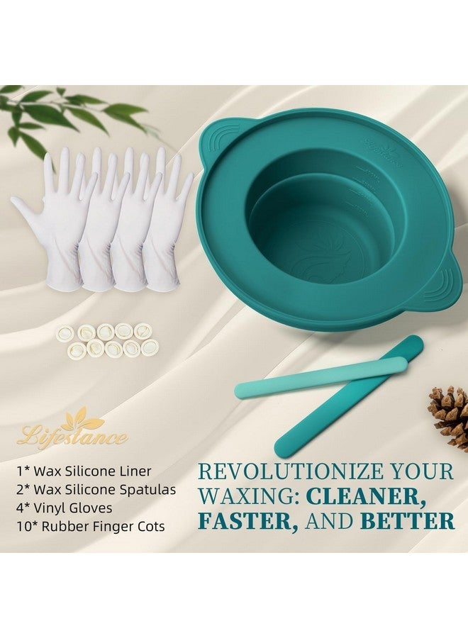 Lifestance Removable Silicone Wax Pot Liner With 2 Silicone Wax Spatulas For 16Oz Waxing Kit, Total 17 Items, Anti-Scalding Foldable Silicone Wax Warmer Bowl & Reusable Wax Sticks, Easy To Clean - Image 2