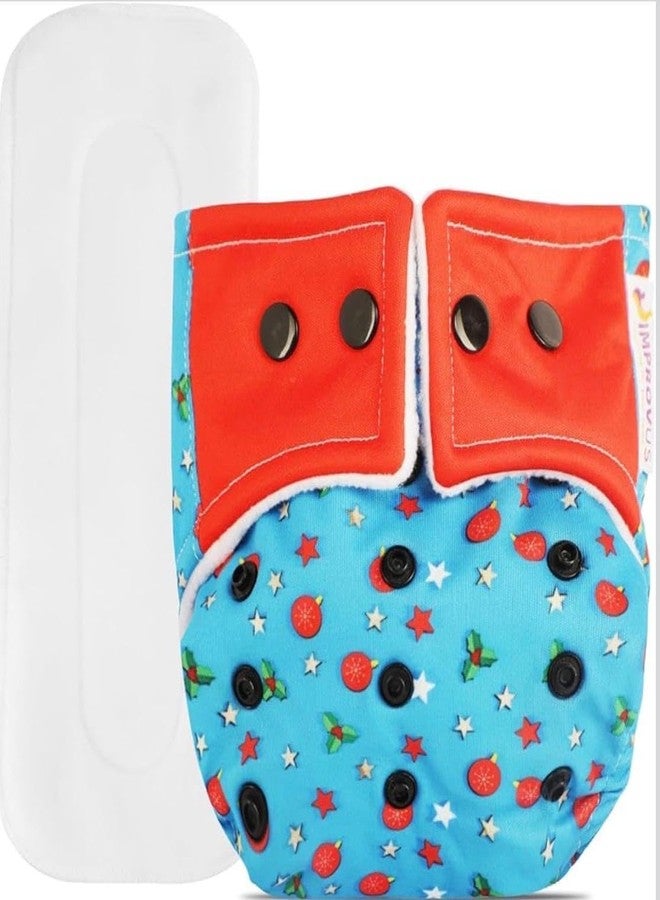 IMPROVUS Cloth Diapers for Babies (0-3 Years), Reusable, Washable & Adjustable Snap Buttons and Wet-Free Insert Pads (Red & Blue, Pack of 4) - Image 3