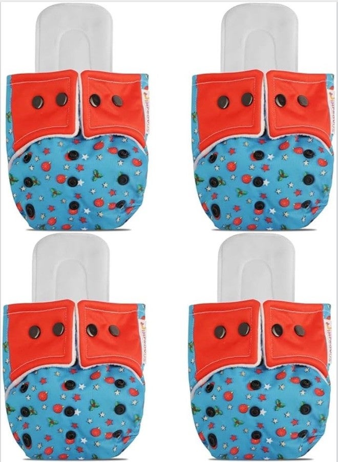 IMPROVUS Cloth Diapers for Babies (0-3 Years), Reusable, Washable & Adjustable Snap Buttons and Wet-Free Insert Pads (Red & Blue, Pack of 4) - Image 2